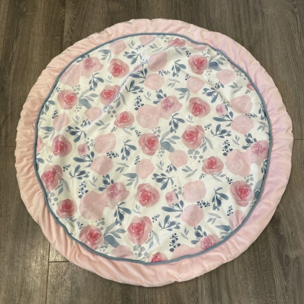 Manhattan Kids 32" Round Reversible Round Play Mat Tummy Time Pink Floral